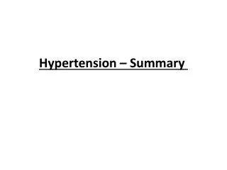 hypertension summary
