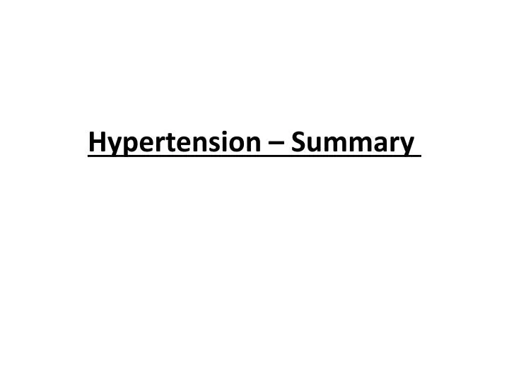 hypertension summary