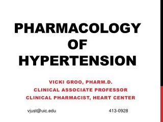 Pharmacology of Hypertension