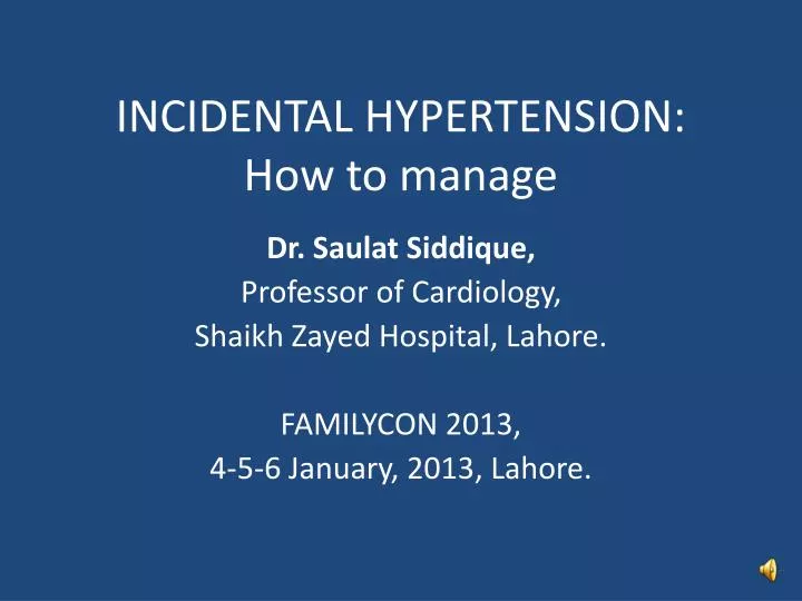 incidental hypertension how to manage