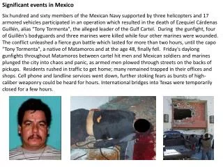Significant events in Mexico