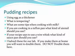 Pudding recipes