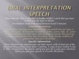 Oral Interpretation Speech