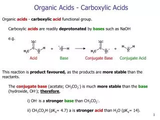 Organic Acids - Carboxylic Acids