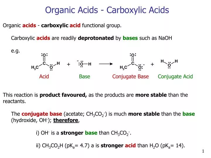 organic acids carboxylic acids