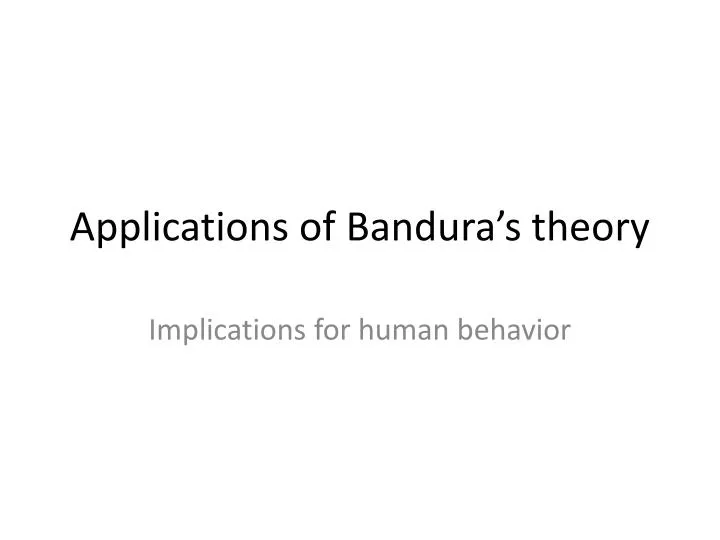 applications of bandura s theory