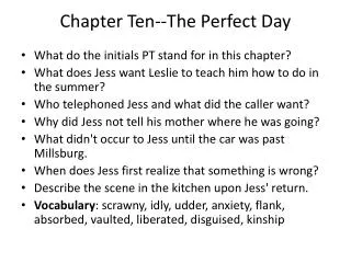 Chapter Ten--The Perfect Day