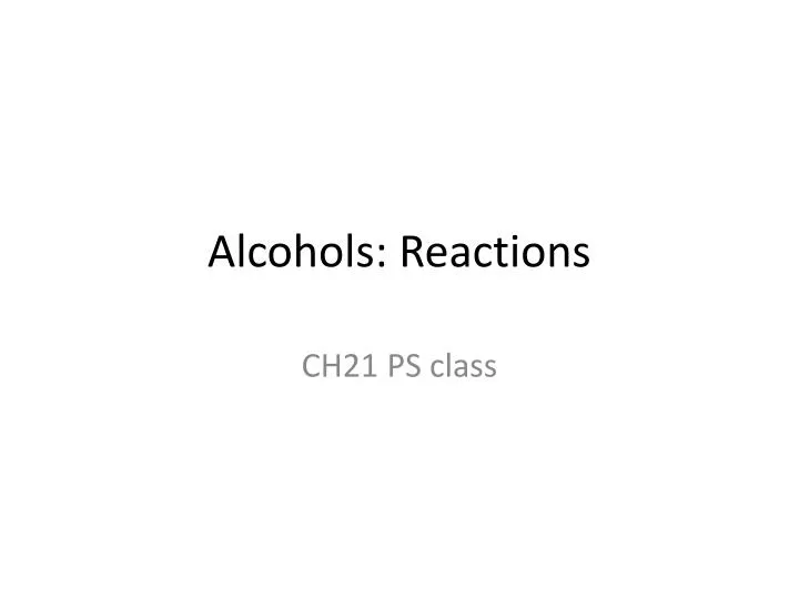 alcohols reactions