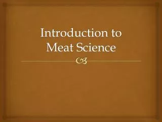 Introduction to Meat Science