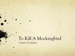 To Kill A Mockingbird