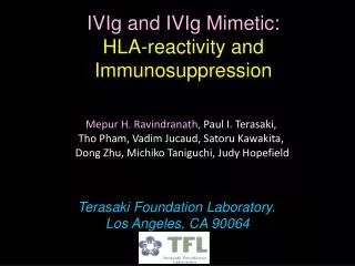 IVIg and IVIg Mimetic: HLA-reactivity and Immunosuppression
