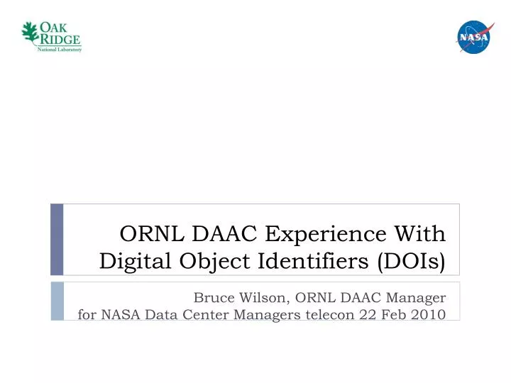 ornl daac experience with digital object identifiers dois