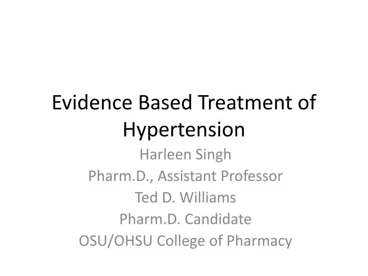 evidence based treatment of hypertension