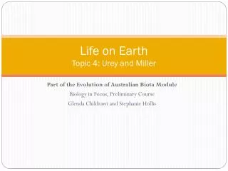 life on earth topic 4 urey and miller