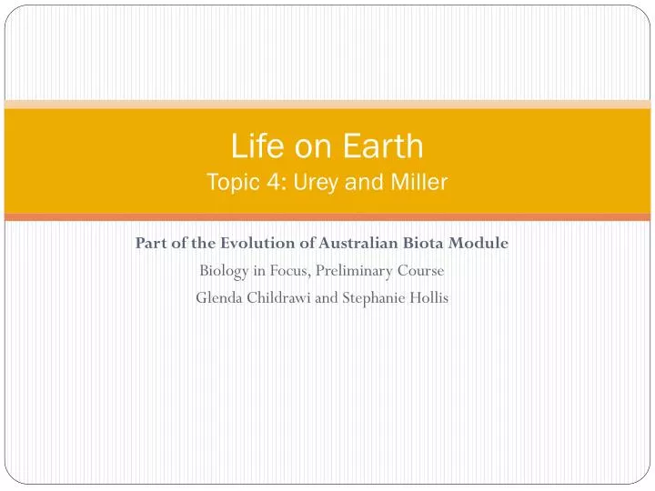 life on earth topic 4 urey and miller