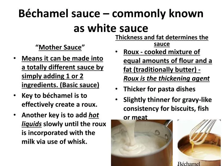 b chamel sauce commonly known as white sauce