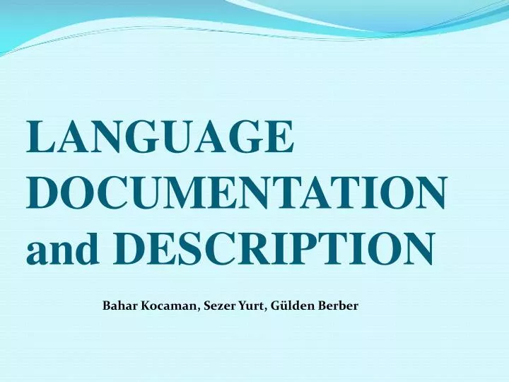 language documentation and description