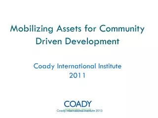 mobilizing assets for community driven development