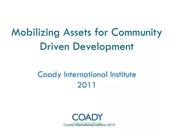 mobilizing assets for community driven development