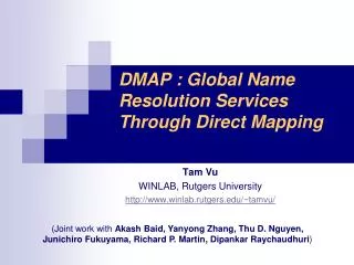 DMAP : Global Name Resolution Services Through Direct Mapping