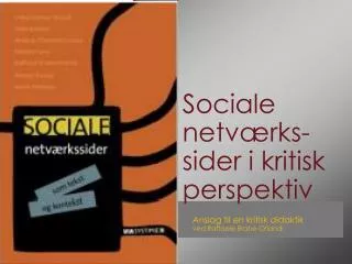 sociale netv rks sider i kritisk perspektiv