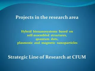 Projects in the research area Hybrid bionanosystems based on self-assembled structures ,