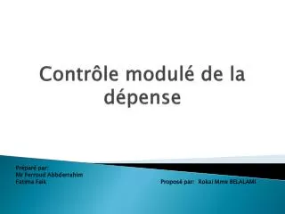 contr le modul de la d pense
