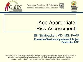 Age Appropriate Risk Assessment