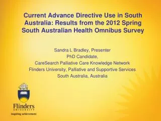 Sandra L Bradley, Presenter PhD Candidate, CareSearch Palliative Care Knowledge Network