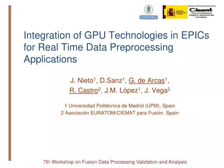 integration of gpu technologies in epics for real time data preprocessing applications