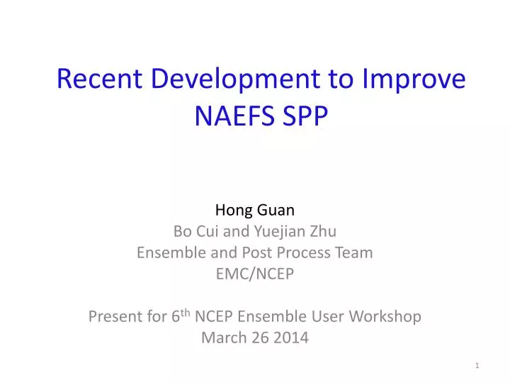 recent development to improve naefs spp
