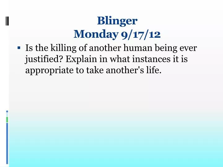 blinger monday 9 17 12