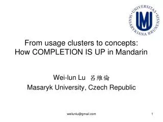 From usage clusters to concepts : How COMPLETION IS UP in Mandarin