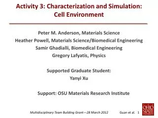 Activity 3: Characterization and Simulation: Cell Environment