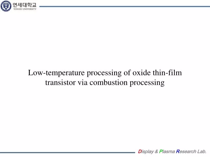 low temperature processing of oxide thin film transistor via combustion processing