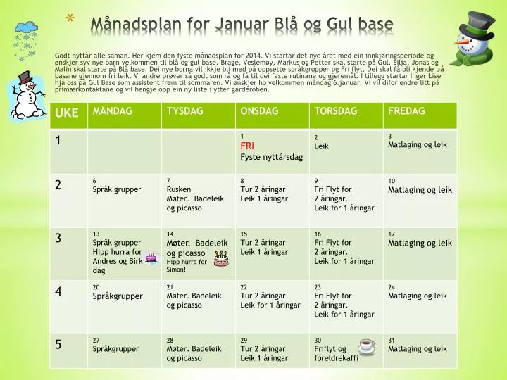 m nadsplan for januar bl og gul base