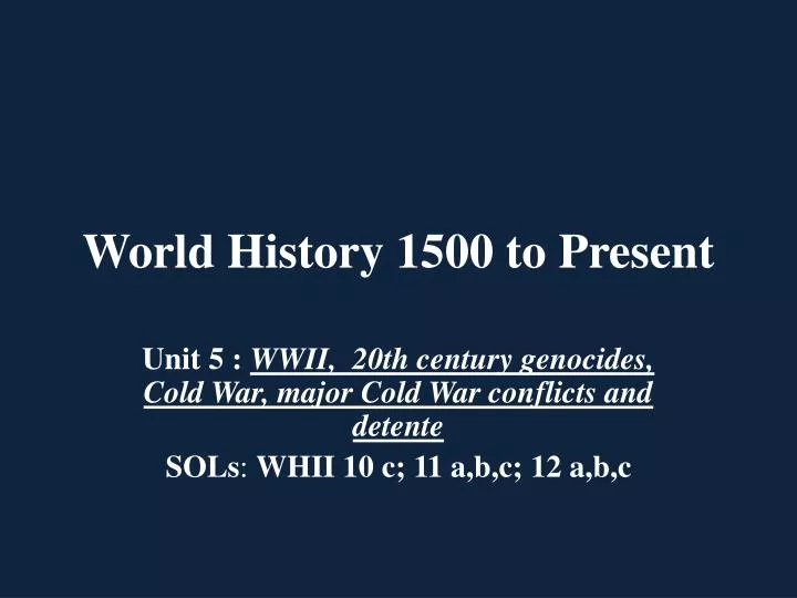 world history 1500 to present