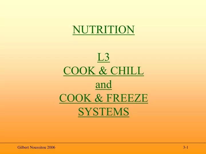 nutrition l3 cook chill and cook freeze systems