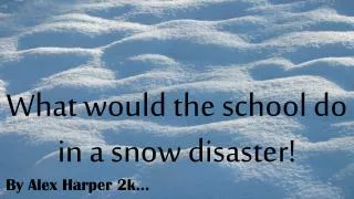 W hat would the school do in a snow disaster!
