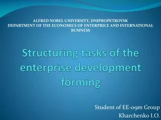 Structuring tasks of the enterprise development forming