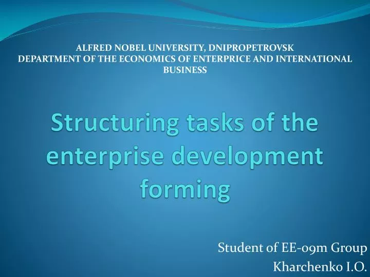 structuring tasks of the enterprise development forming