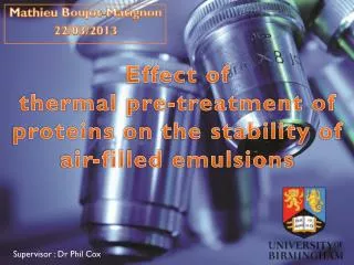 Effect of thermal pre- treatment of proteins on the stability of air- filled emulsions