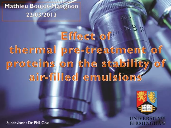 effect of thermal pre treatment of proteins on the stability of air filled emulsions