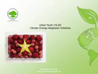 Urban Youth (16?25 ) Climate C hange Adaptation Initiatives