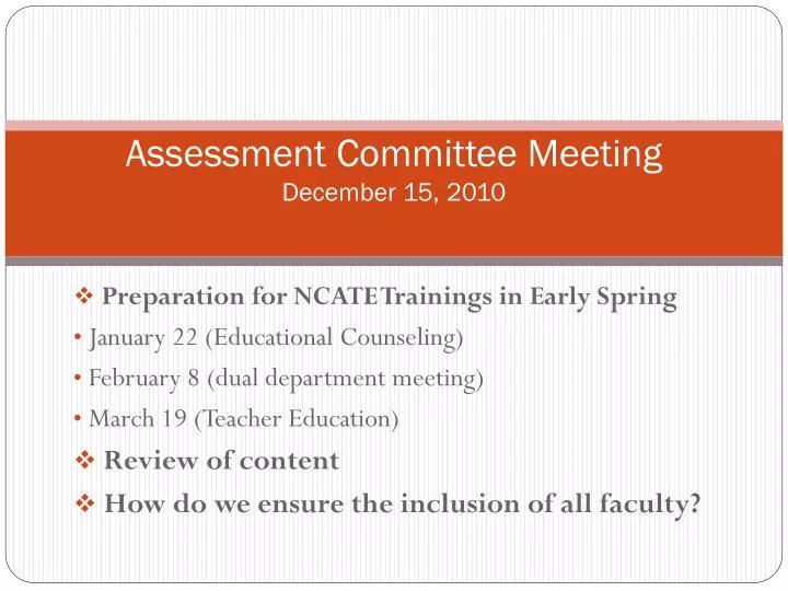 assessment committee meeting december 15 2010