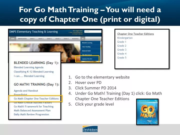 for go math training you will need a copy of chapter one print or digital