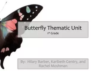 Butterfly Thematic Unit 1 st Grade