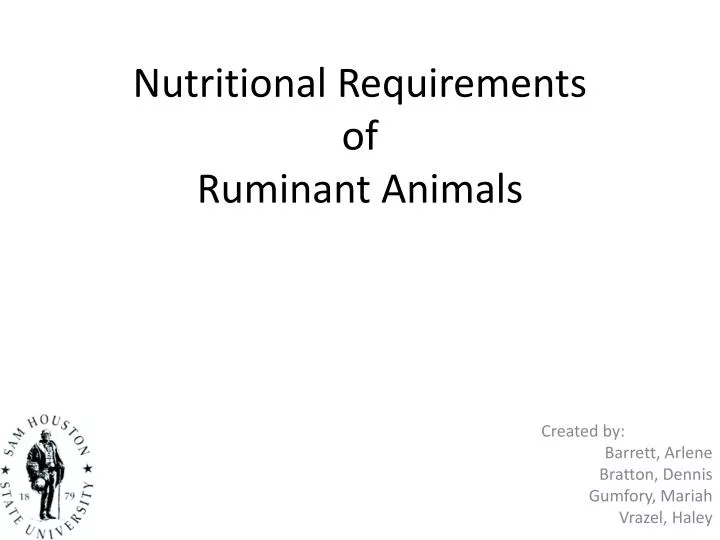 nutritional requirements of ruminant animals