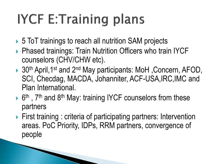 iycf e training plans