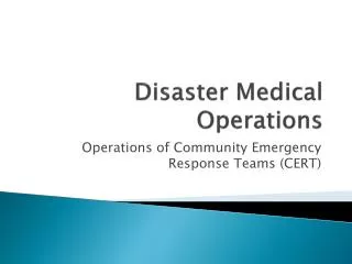 Disaster Medical Operations